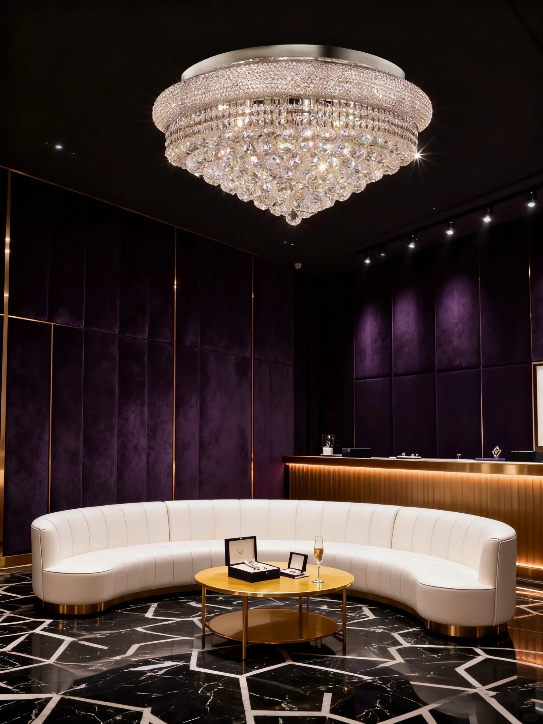 28'' Round Crystal Ceiling Light Empire Flush Mounted Crystal Chandelier-吸顶灯-Manorlights