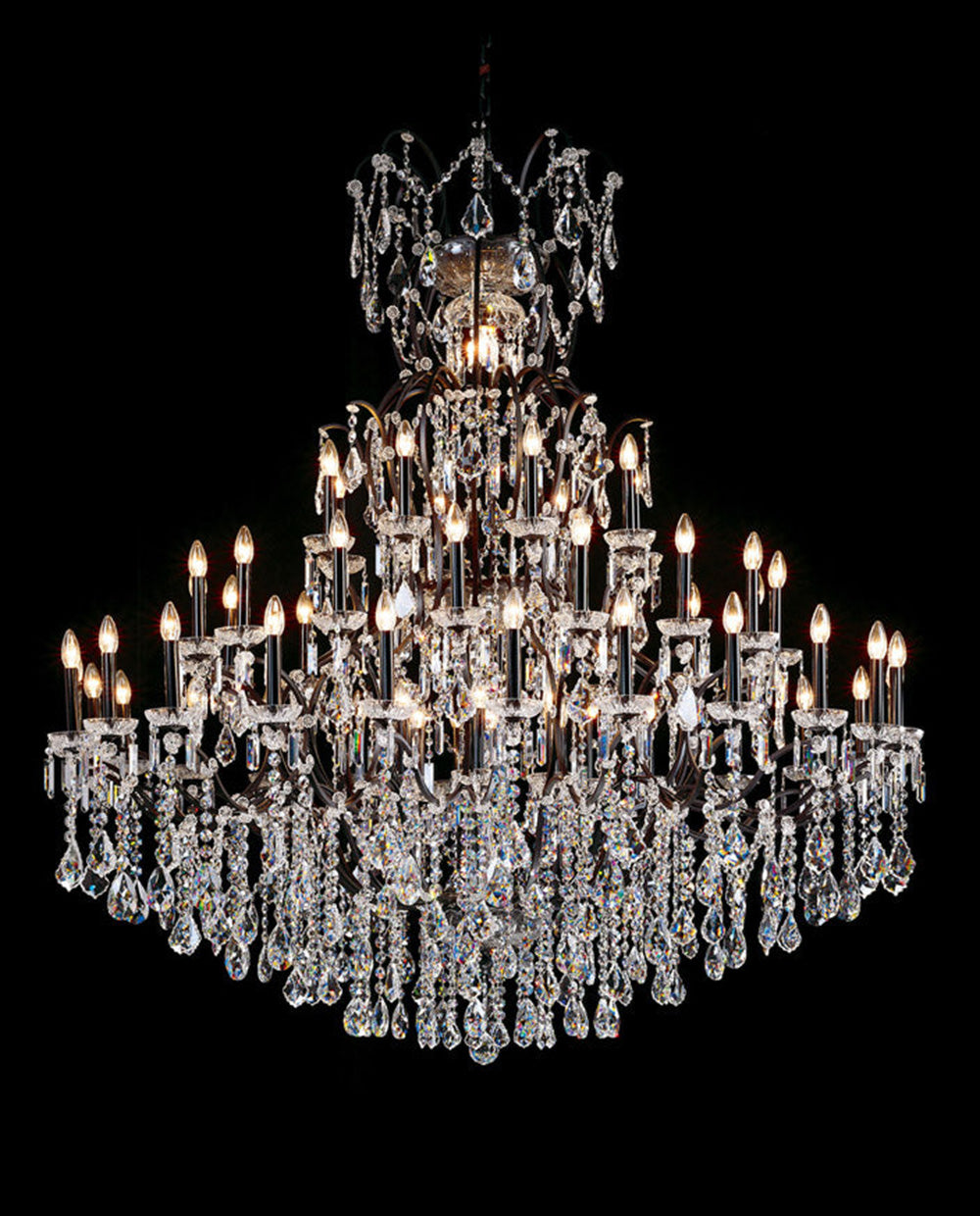 63x71 Inch Big Antique Wrought Iron Crystal Chandelier 48 Lights Luxury Bronze Foyer Lighting-大吊灯-Manorlights