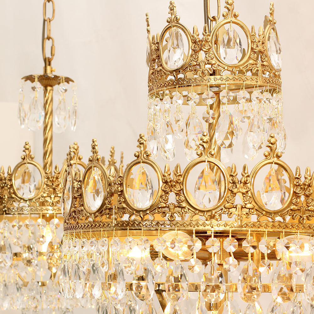 18 Inch Small Crystal Chandelier for Extrance Empire Style Brass Chandelier-铜灯-Manorlights