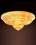 59 Inch Big Round Gold Flush Mounted Crystal Chandelier for Banquet Hall-大吊灯-Manorlights