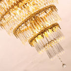 35X83 Inch Big Foyer Lighting Cascading French Empire Brass and Crystal Chandelier-大吊灯-Manorlights