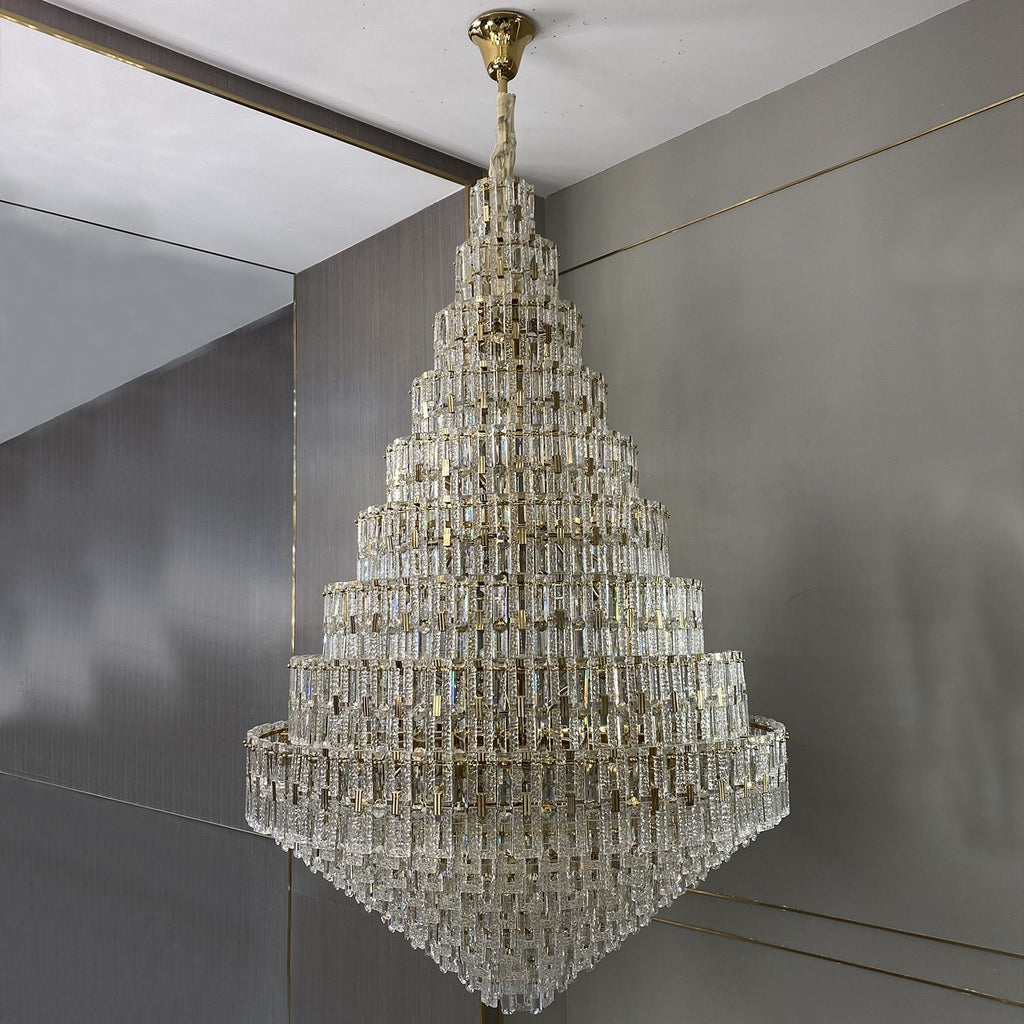 Oversized Multi-layers Honeycomb Luxury Crystal Chandelier in Gold Finish for Big Hallway/Foyer/Entryway-Manorlights