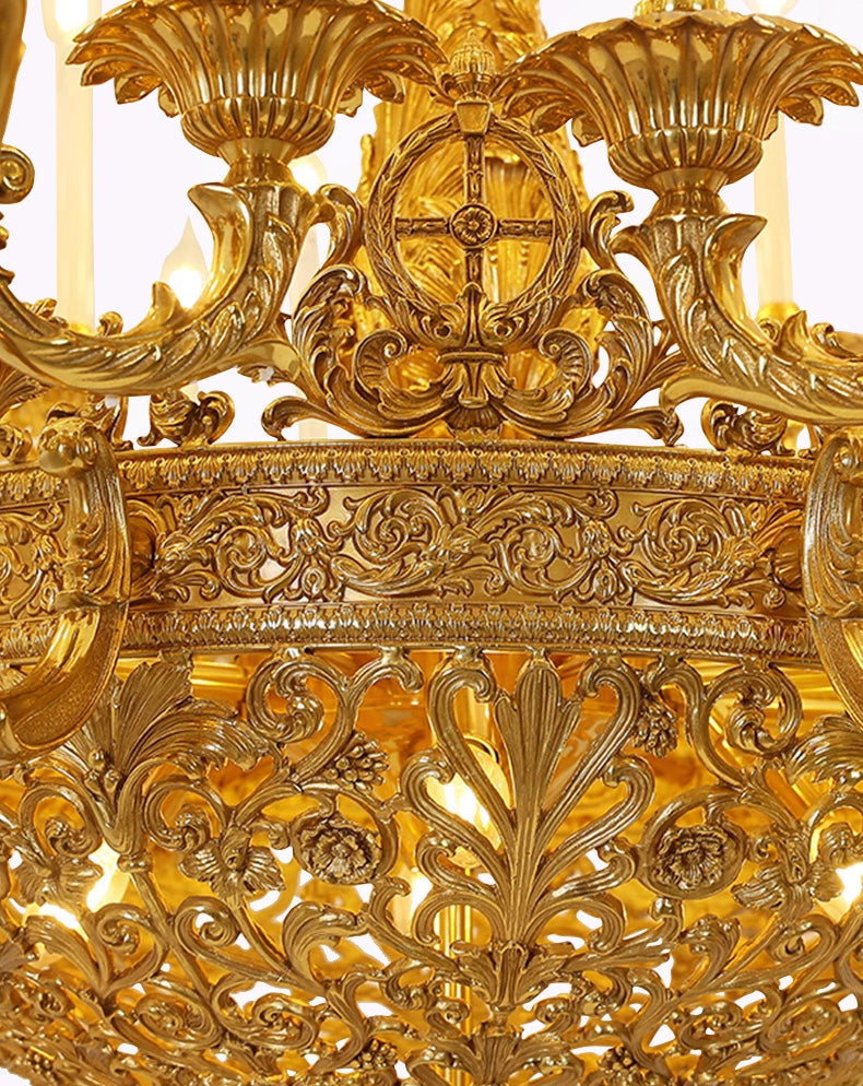 59X65 Inch 19th Century Extra Large French Brass Chandelier Antique Chandelier for Foyer-大吊灯-Manorlights