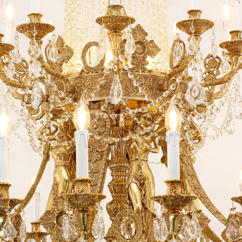 51X67 Inch 42 Lights Big French Empire Brass and Crystal Chandelier for Foyer-大吊灯-Manorlights