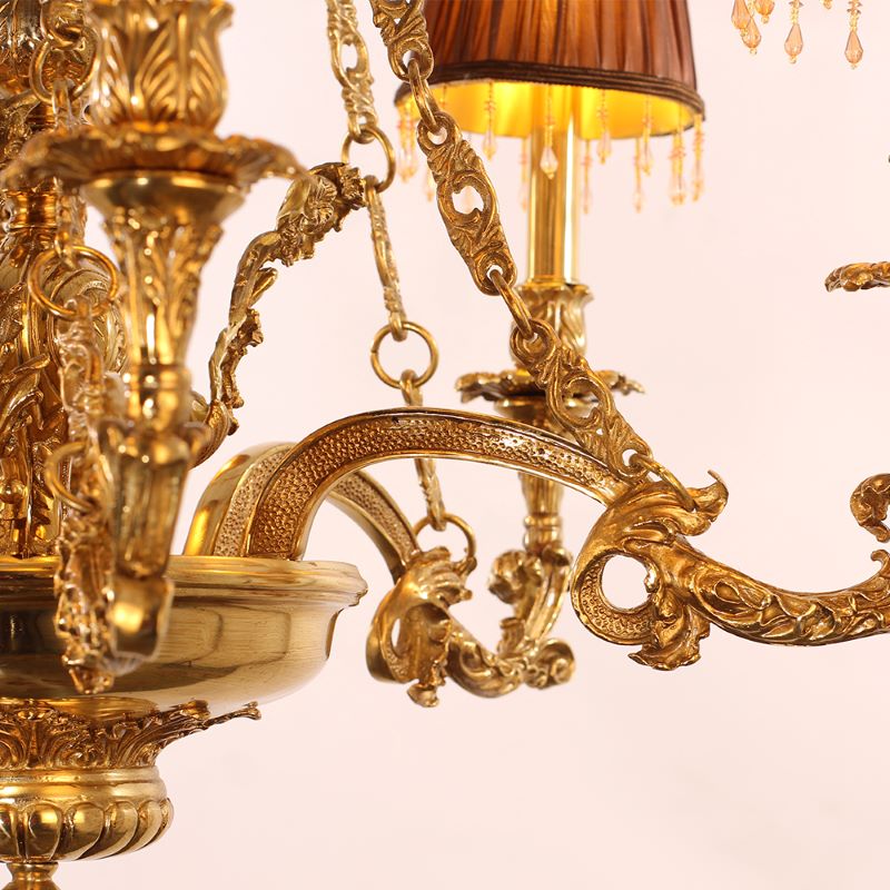 30X30 Inch 6 Lights Baroque Style Antique Copper Chandelier-铜灯-Manorlights