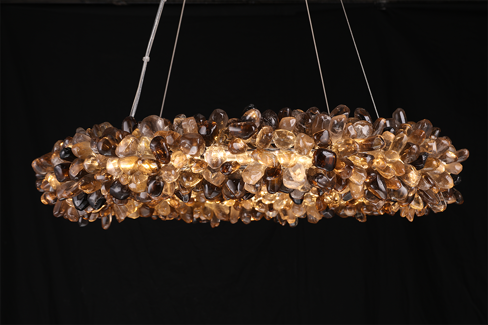 Multiple Size Modern Smoky Rock Crystal Halo LED Chandelier Pendant Light-现代灯-Manorlights