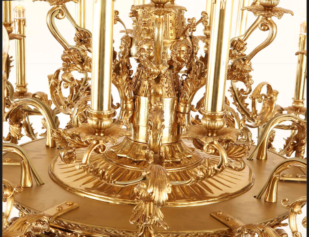 54X46 Inch 36 Lights Baroque Style French Copper Chandelier-大吊灯-Manorlights