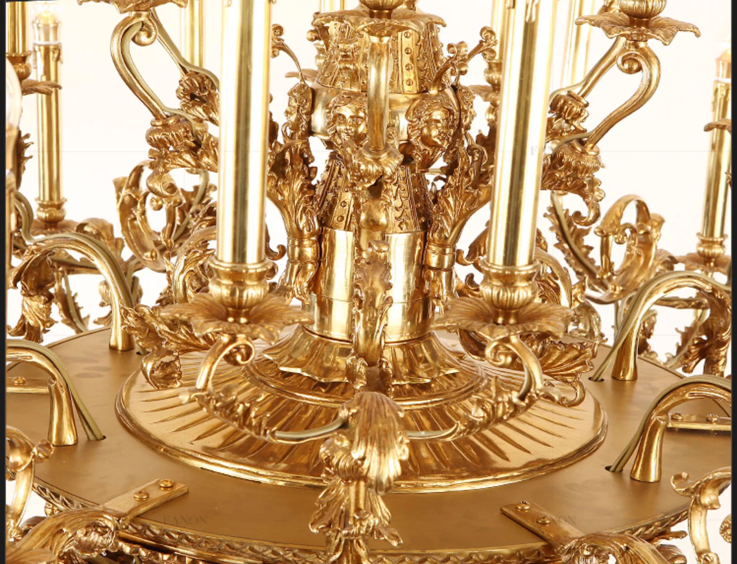 54X46 Inch 36 Lights Baroque Style French Copper Chandelier-大吊灯-Manorlights