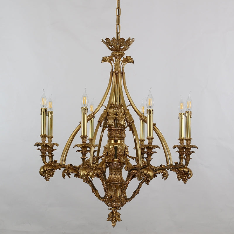 33X31 Inch 8 Lights Small Baroque Style Antique Copper Chandelier-铜灯-Manorlights