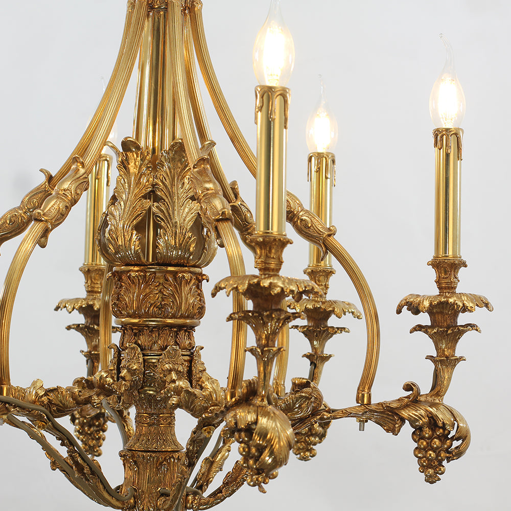 26X30 Inch 6 Lights Small Baroque Style Antique Copper Chandelier-铜灯-Manorlights