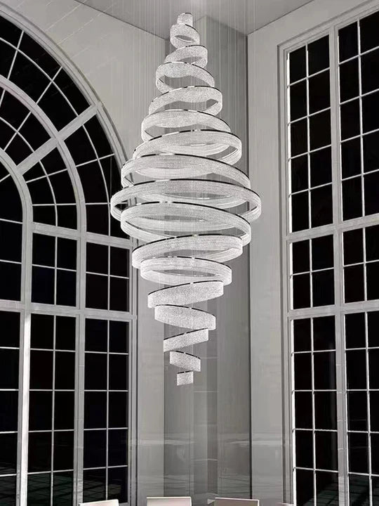 11 Crystal Ring Chandelier for High Ceilings 36X118 Inch Modern Staircase Chandelier Lighting-大吊灯-Manorlights