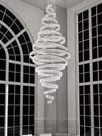 11 Crystal Ring Chandelier for High Ceilings 36X118 Inch Modern Staircase Chandelier Lighting-大吊灯-Manorlights