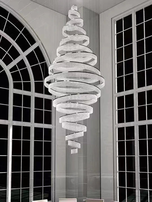 11 Crystal Ring Chandelier for High Ceilings 36X118 Inch Modern Staircase Chandelier Lighting-大吊灯-Manorlights