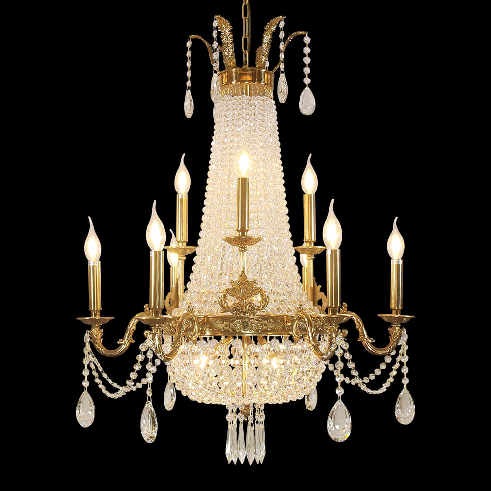 28X35 Inch 12 Lights French Empire Brass and Crystal Chandelier-铜灯-Manorlights