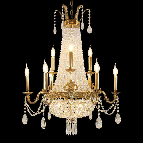 28X35 Inch 12 Lights French Empire Brass and Crystal Chandelier-铜灯-Manorlights