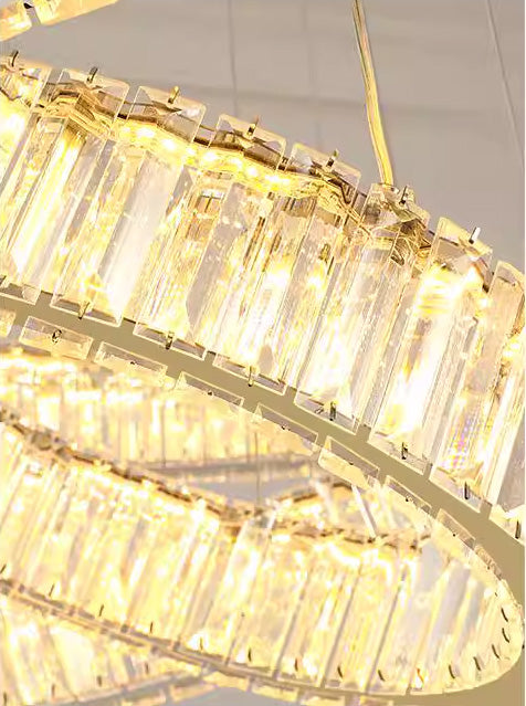 Custom Made 59'' Three Crystal Ring LED Chandelier Large Modern Chandelier for Hotel Lobby-大吊灯-Manorlights