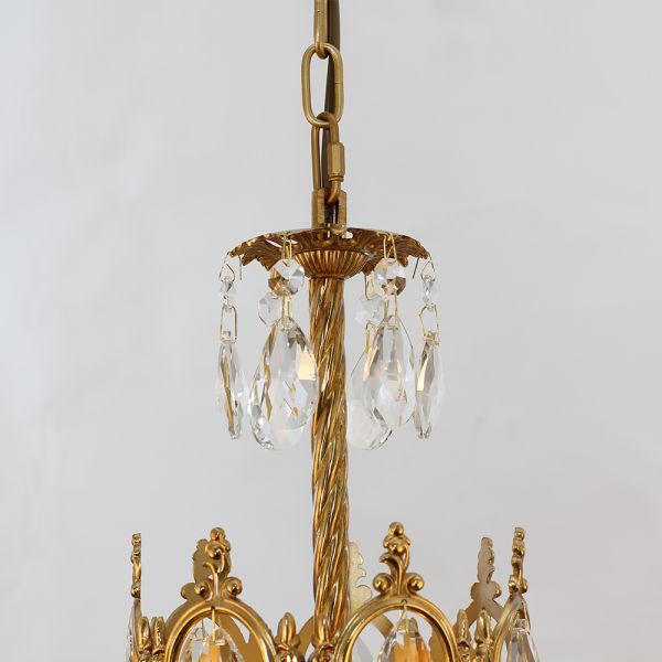 6 Inch Mini Crystal Pendant Light for Kitchen Island Empire Style Brass Crystal Chandelier-铜灯-Manorlights