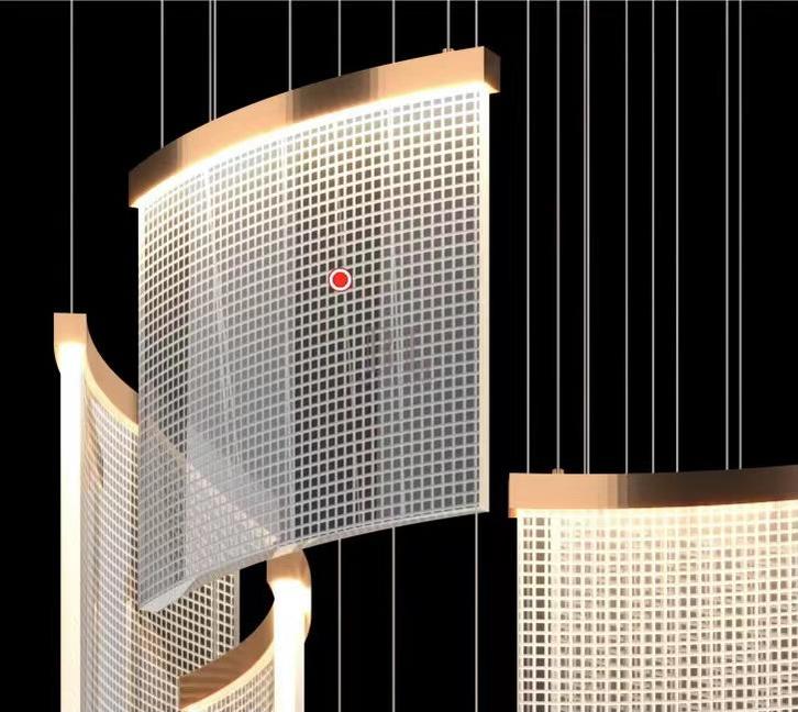 Designer Tile Chandelier For Foyer And High Ceiling Living Room-Manorlights