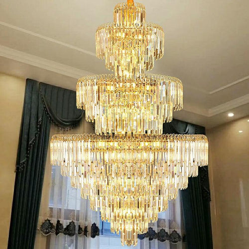 3 Layers Extra Large Living Room Chandelier Luxury Foyer Entryway Crystal Light Fixture - D39.4"*H59.1"/ 30 Lights/74.9kg-Manorlights