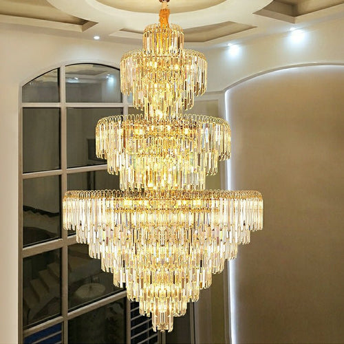 3 Layers Extra Large Living Room Chandelier Luxury Foyer Entryway Crystal Light Fixture - D39.4"*H59.1"/ 30 Lights/74.9kg-Manorlights