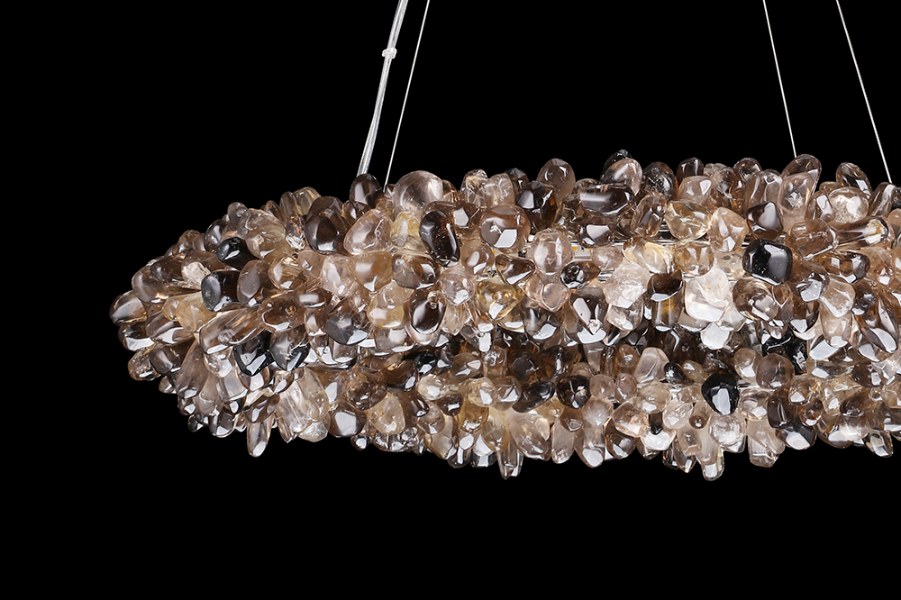 Multiple Size Modern Smoky Rock Crystal Halo LED Chandelier Pendant Light-现代灯-Manorlights