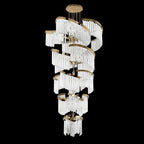 43X87 Inch Big Modern Gold Chandelier Cascading Glass Chandelier for Foyer-大吊灯-Manorlights