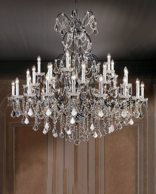 32 Lights Old Style Bronze Wrought Iron Chandelier Antique 55X33 Inch Big Crystal Chandelier for Living Room-大吊灯-Manorlights