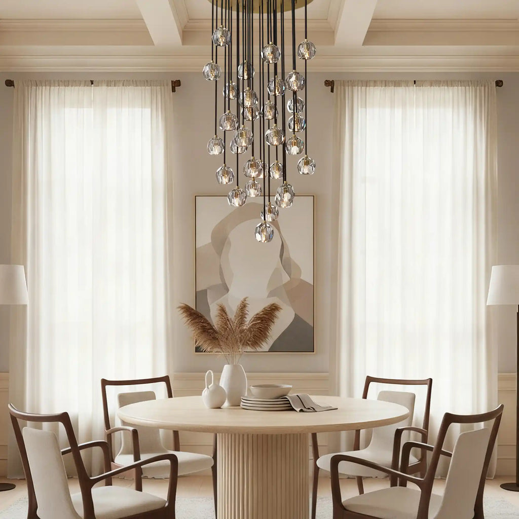 Boule De Cristal Clear/ Smoke Glass Round Cluster Chandelier 14", 19", 24", 30", 40"