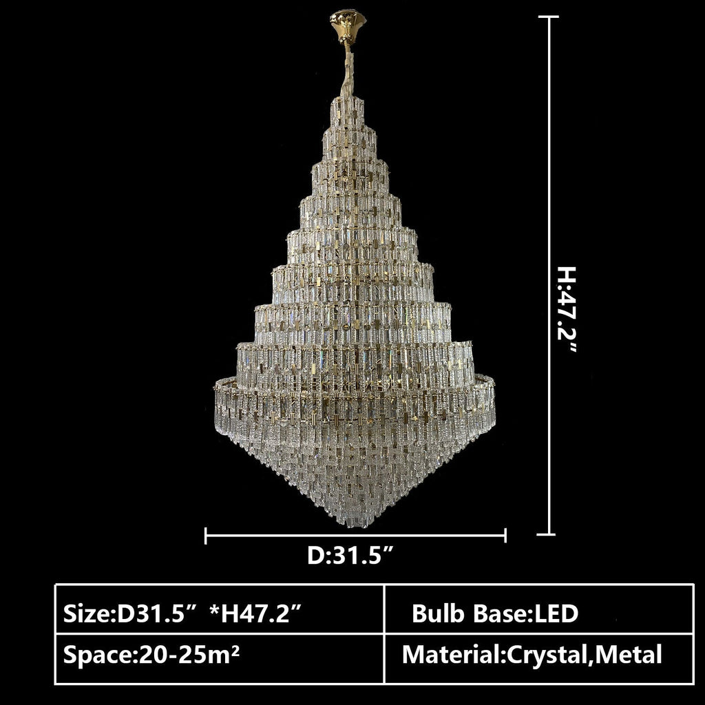 Oversized Multi-layers Honeycomb Luxury Crystal Chandelier in Gold Finish for Big Hallway/Foyer/Entryway-Manorlights