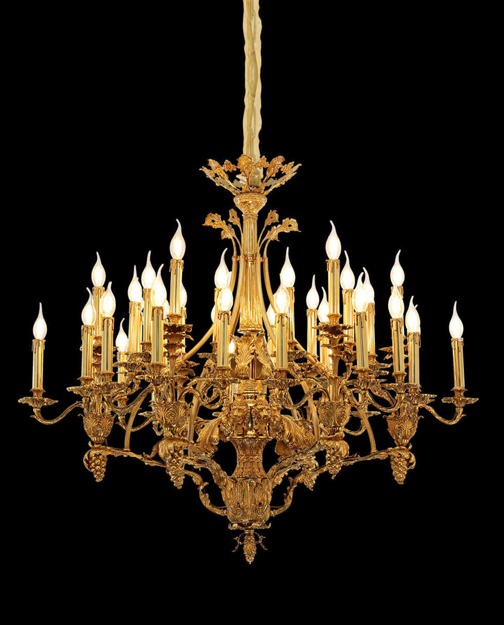 47X39 Inch 36 Lights Baroque Style Antique Brass Chandelier-大吊灯-Manorlights