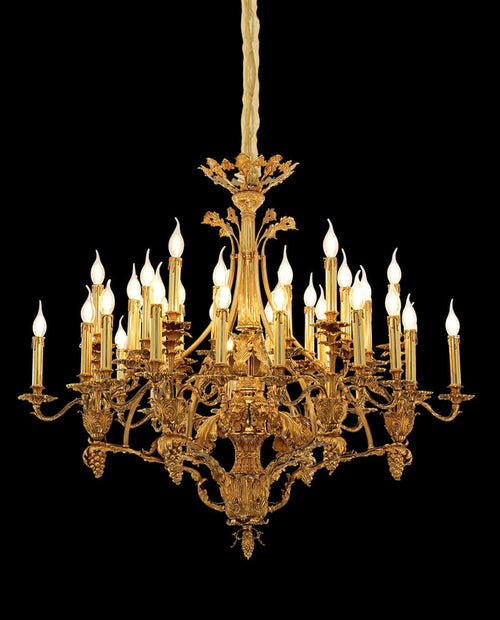 47X39 Inch 36 Lights Baroque Style Antique Brass Chandelier-大吊灯-Manorlights