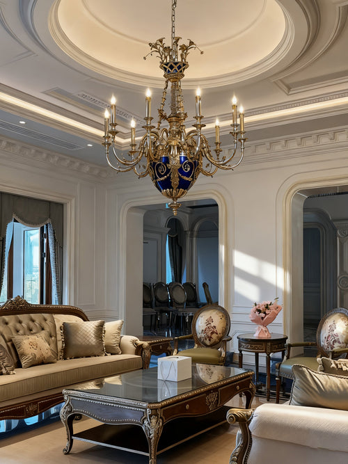 35X41 Inch 9 Lights Baroque Style Cast Copper Angles Antique French Empire Brass Chandelier-铜灯-Manorlights