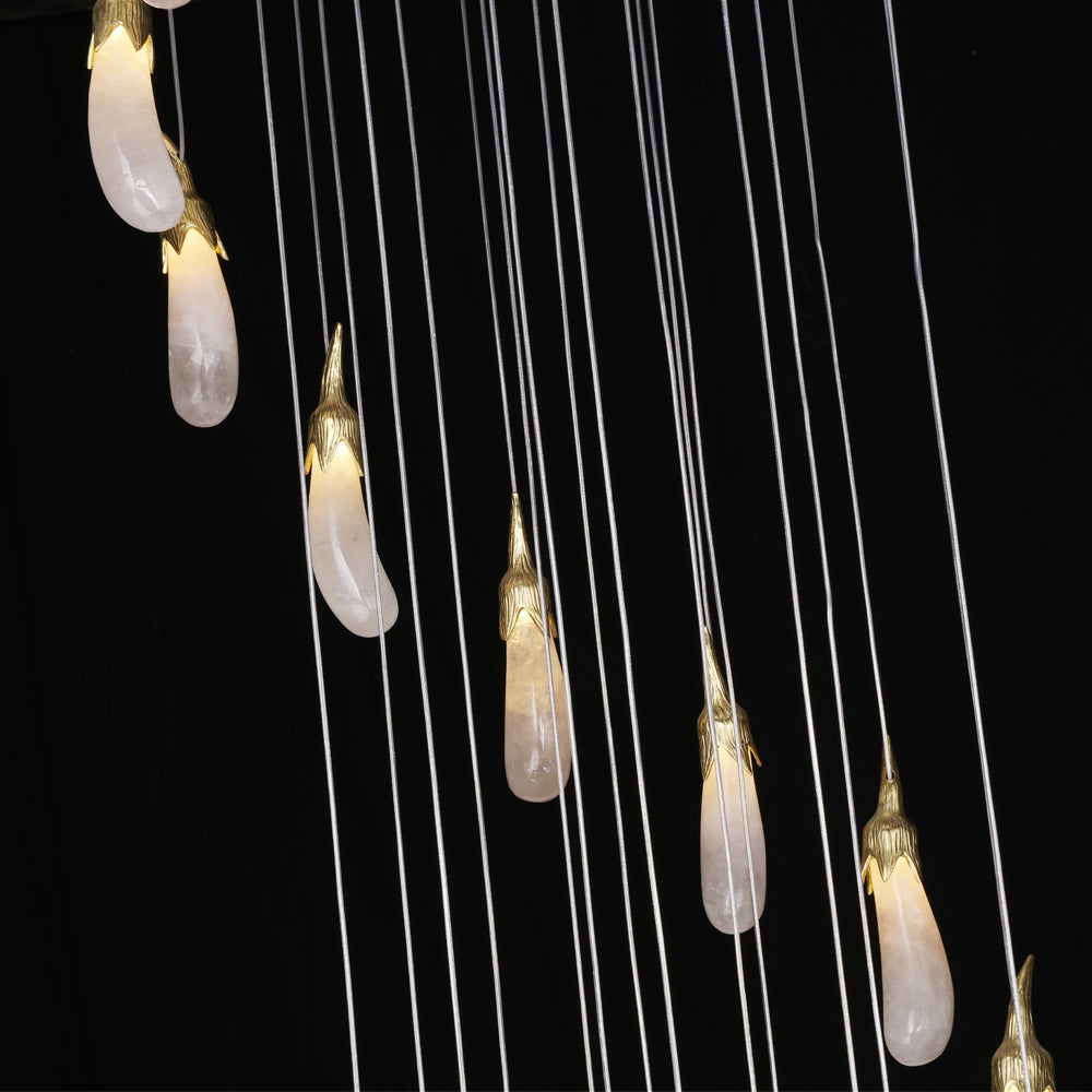 24 Rock Crystal Long-eggplants Modern Chandelier 138 Inch Long Staircase Chandelier-现代灯-Manorlights