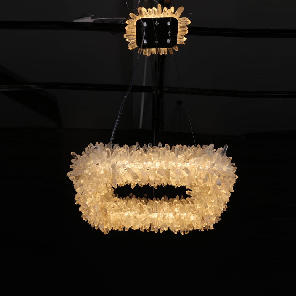 24'' Square Modern Geode Quartz Crystal Chandelier-现代灯-Manorlights