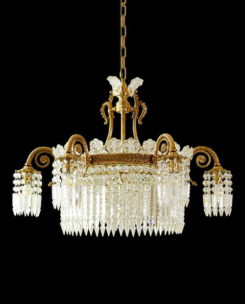 30X23 Inch Modern Crystal Chandelier Gold Antique Brass Chandelier-铜灯-Manorlights