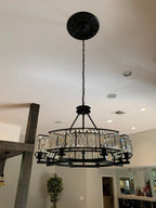 Decorative 6/ 8/ 10/ 12-Light Crystal Ceiling Chandelier Triangular Prism Island Light Fixture Metal Shade for Living Room-Manorlights