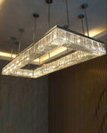 79 Inch Large Rectangle Chandelier Semi-flush Mounted Modern Suspended Crystal Lighting for Event Hall-大吊灯-Manorlights