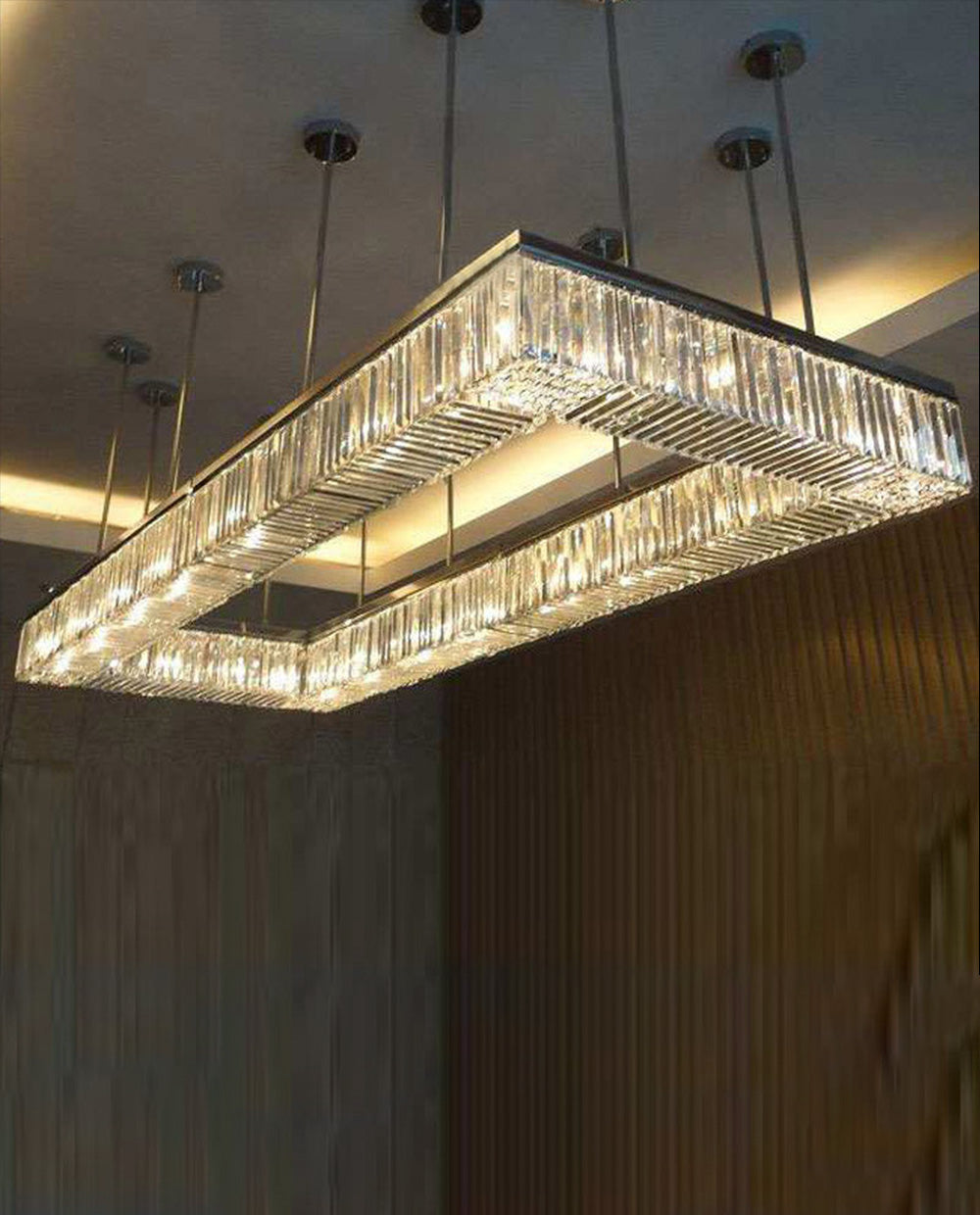 79 Inch Large Rectangle Chandelier Semi-flush Mounted Modern Suspended Crystal Lighting for Event Hall-大吊灯-Manorlights
