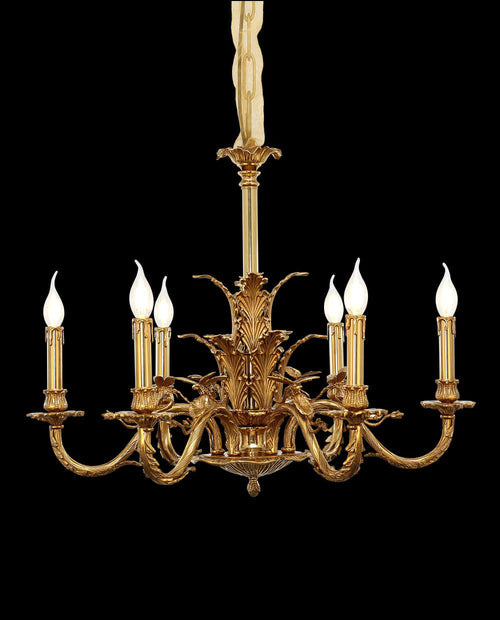 28X22 Inch 6 Lights European French Copper Chandelier Light for Bedroom/ Living Room-铜灯-Manorlights