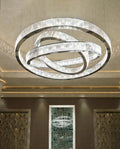 Custom Made 59'' Three Crystal Ring LED Chandelier Large Modern Chandelier for Hotel Lobby-大吊灯-Manorlights