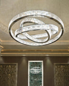 Custom Made 59'' Three Crystal Ring LED Chandelier Large Modern Chandelier for Hotel Lobby-大吊灯-Manorlights