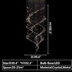 Extra Large Luxury Art Double Spiral Creative Crystal Chandelier For High-ceiling Foyer/Hallway/Entryway-Manorlights