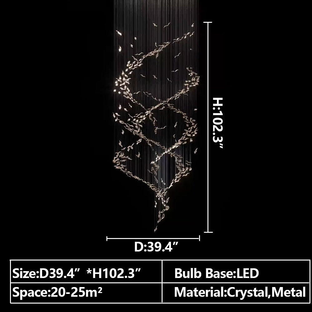 Extra Large Luxury Art Double Spiral Creative Crystal Chandelier For High-ceiling Foyer/Hallway/Entryway-Manorlights