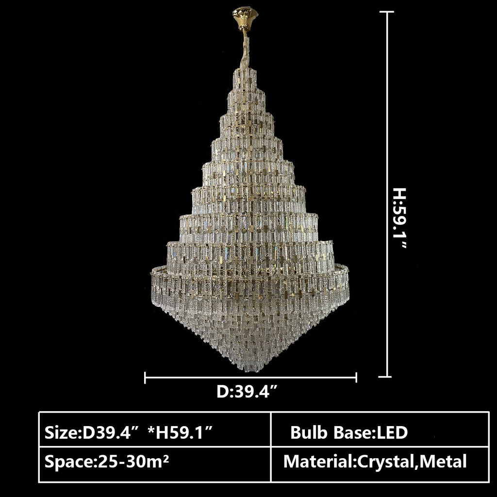 Oversized Multi-layers Honeycomb Luxury Crystal Chandelier in Gold Finish for Big Hallway/Foyer/Entryway-Manorlights