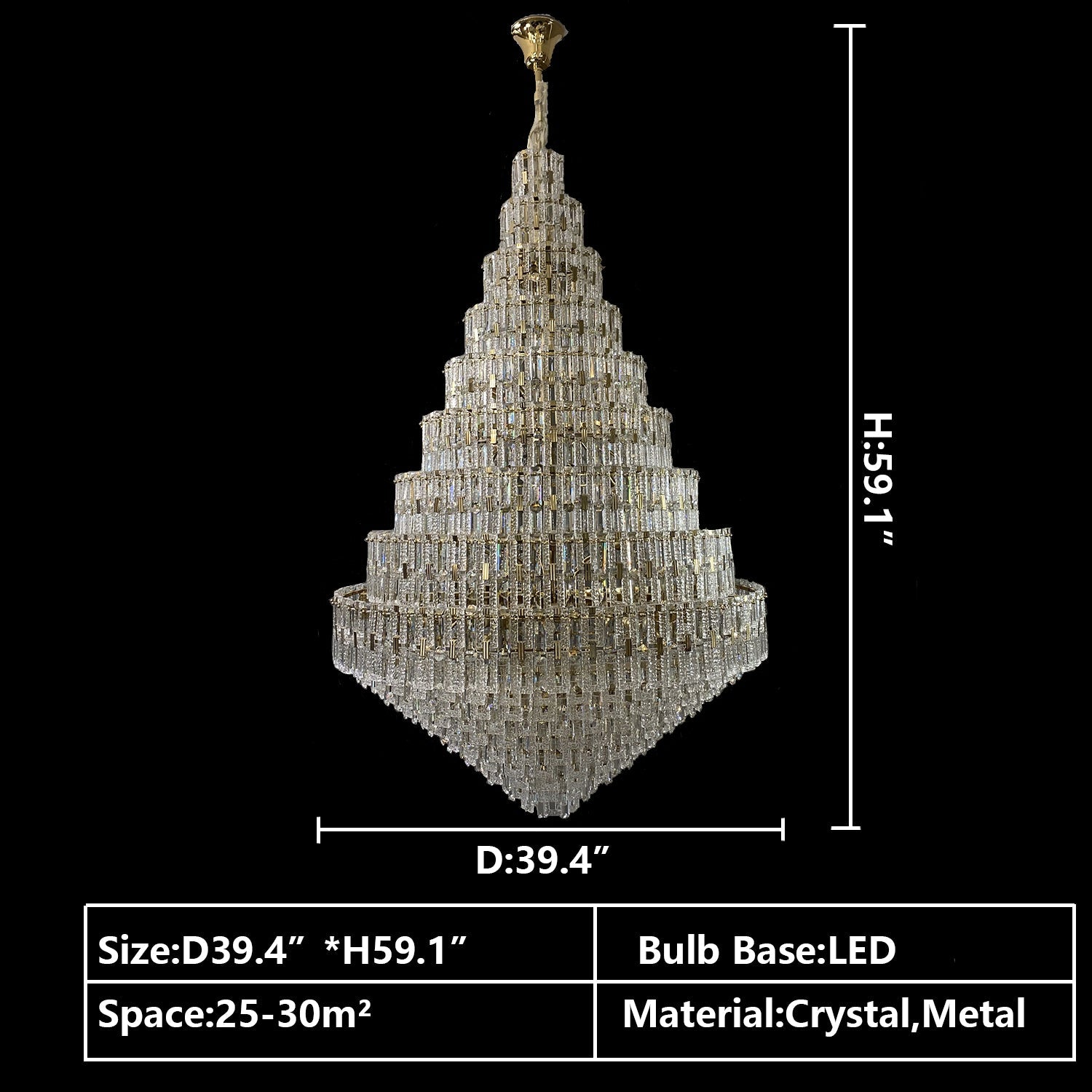 Oversized Multi-layers Honeycomb Luxury Crystal Chandelier in Gold Finish for Big Hallway/Foyer/Entryway-Manorlights