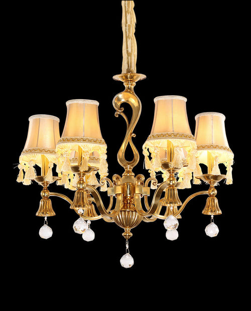 25X24 Inch 6 Light Elegant Antique Brass and Crystal Chandelier Light for Bedroom-铜灯-Manorlights