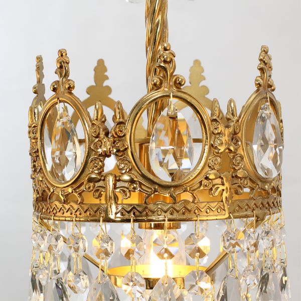 6 Inch Mini Crystal Pendant Light for Kitchen Island Empire Style Brass Crystal Chandelier-铜灯-Manorlights