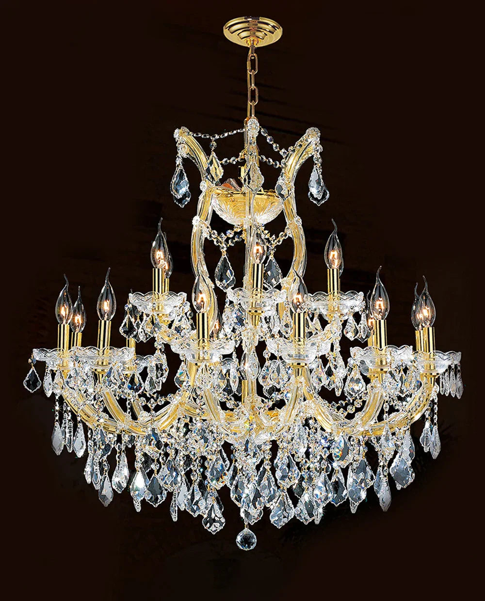 33'' Wide Gold Chandelier 19 Lights Maria Theresa Crystal Chandelier MT01L19G-吊灯-Manorlights