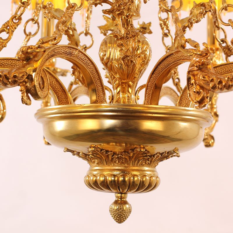 35X30 Inch 8 Lights Baroque Style Antique Copper Chandelier-铜灯-Manorlights