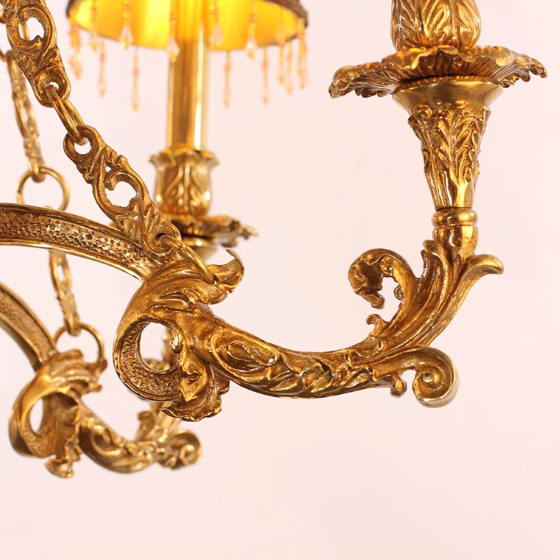 30X30 Inch 6 Lights Baroque Style Antique Copper Chandelier-铜灯-Manorlights